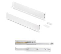 3275412 Lot de tiroirs de cuisine avec tiroirs extra fins, hauteur : 88 mm, blanc, profondeur du tiroir : 490 mm, tiroir partiel avec ouverture push-to-open