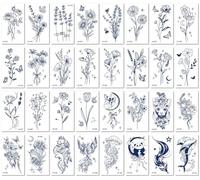 32feuilles Tatouages Miniatures Semi-Permanents Et Imperméables Sur Le Thème Des Jus De Fruits, Avec Inscription En Anglais