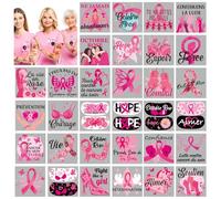 32feuilles Tatouages Temporaires Autocollants Cancer du Sein d'Octobre Rose en Ruban Rose Cœur Papillon Aile Ange Fleur Autocollant de Visage Décoration pour Espoir de la Prévention et le Contrôle