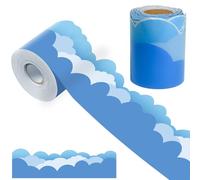 32Ft Bulletin Board Border Shape Roll Bordure Tableau d'affichage Bleue en Papier Forme Nuage pour Décoration Tableau d'affichage, un rouleau bordure bleue, bordures du tableau d'affichage
