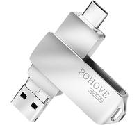 32GB 3 in 1 Type C/Micro USB/USB 3.0 Flash Drive 32GB Metal USB C Key 32GB for PC, Tablet, Android Smartphone for Data Transmission and Storage (Silver)