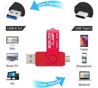 32GB Type C USB Flash Drive Dual Connector USB C 3.0 U Disk Flash Drive for Android Smartphone S10/S9/S8,Huawei Honor,LG,Tablet and Computer (Red)