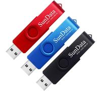 32GB USB 2.0 Flash Drive Memory Stick Rotation Data Storage with LED Light (3 Colours: Black, Blue, Red)