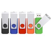32GB USB 2.0 Flash Drive Pack of 5 32GB LED USB 2.0 Flash Drive 32GB with 360° Metal Clip Works with PC (Black Blue Red Green Orange)