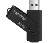 32GB USB 2.0 Flash Drive Storage Rotating Memory Stick with LED Light (Black)