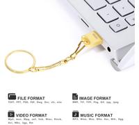 32GB USB 2.0 Metal Drive 32GB Thumb Flash Drive Waterproof Mini Pen Drive Portable Memory Stick for Laptop/PC/Smart TV/External Data Storage (Gold)