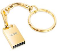 32GB USB 2.0 Metal Drive 32GB Thumb Flash Drive Waterproof Mini Pen Drive Portable Memory Stick for Laptop/PC/Smart TV/External Data Storage (Gold)
