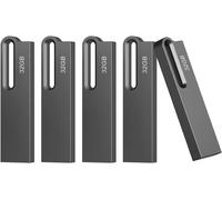 32GB USB 3.0 Flash Drive Pack of 5 Waterproof Metal Flash Drives 32GB for PC, Laptop, Data Storage, (5 x 32GB, Black)