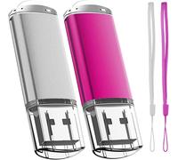 32GB USB Flash Drive USB 2.0 Flash Drive Storage Disk Memory Stick with Ropes, Set of Two Pink/White
