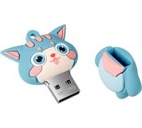 32GB Waterproof Silicone USB 2.0 Flash Drive High Speed USB 2.0 Flash Drive with Pen Date Storage and U Disk (Cyan Cat)