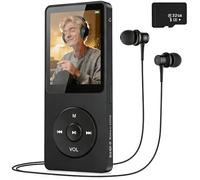 32Go Lecteur MP3 Classique - Bluetooth 5.3 Lecture Musique sans Perte Hi-FI Petit Baladeur MP3 Sport mit Kopfhörer pour Enfant/Adulte Super écran Couleur Léger de 1,8",Noir