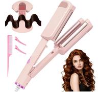 32mm Cheveux Wavy Fer à Boucler, Fers à Onduler French Waves avec 4 Températures Réglables, Cheveux Wavy Fer à Boucler ,Rose