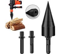 32mm Forage Bois de Chauffage, Fendeuse de Bûches, Fendeuse à Bois Cône de Vis, Foret Conique Foret À Bois avec 3 Poignées de Forage, Carré/Rond/Hexagonal