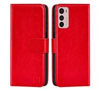 32nd Étui Portefeuille en Cuir PU Flip Coque pour Motorola Moto G42, Housse avec Fentes CB et Fermeture Magnétique - Rouge