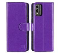 32nd Étui Portefeuille en Cuir PU Flip Coque pour Nokia C32, Housse avec Blocage RFID Fentes CB, Fermeture Magnétique et Fonction de Support - Violet