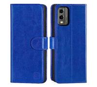 32nd Étui Portefeuille en Cuir PU Flip Coque pour Nokia C32, Housse avec Blocage RFID Fentes CB, Fermeture Magnétique et Fonction de Support - Bleu Foncé