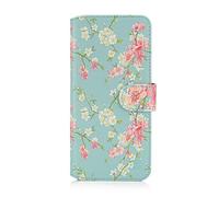32nd Floral Series 2.0 - Étui Portefeuille en Cuir PU Design Floral pour Apple iPhone 12 Mini (5.4"), Housse Concevoir avec Fentes CB et Fermeture Magnétique - Printemps Bleu