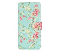 32nd Floral Series 2.0 - Étui Portefeuille en Cuir PU Design Floral pour Samsung Galaxy A12 (2021), Housse Concevoir avec Fentes CB et Fermeture Magnétique - Printemps Bleu