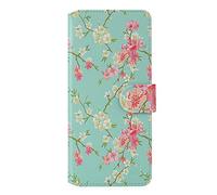 32nd Floral Series 2.0 - Étui Portefeuille en Cuir PU Design Floral pour Samsung Galaxy A21S (2020), Housse Concevoir avec Fentes CB et Fermeture Magnétique - Printemps Bleu