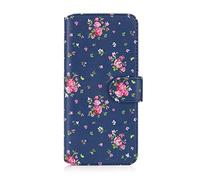 32nd Floral Series 2.0 - Étui Portefeuille en Cuir PU Design Floral pour Samsung Galaxy A50, A50S & A30S (2019), Housse Concevoir avec Fentes CB et Fermeture Magnétique - Rose Retro Indigo