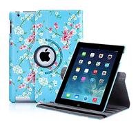 32nd Floral Series - Étui Folio Flip en Cuir PU Design Floral pour Apple iPad 2, 3 & 4, Housse Concevoir avec Un Support Réglable - Printemps Bleu