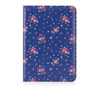 32nd Floral Series - Étui Folio Flip en Cuir PU Design Floral pour Apple iPad Mini 5 (2019), Housse Concevoir avec Un Support Réglable - Rose Retro Indigo