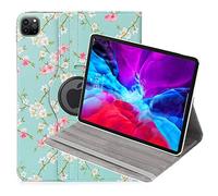 32nd Floral Series - Étui Folio Flip en Cuir PU Design Floral pour Apple iPad Pro 12.9" (2020/2021), Housse Concevoir avec Un Support Réglable - Printemps Bleu