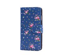 32nd Floral Series - Étui Portefeuille en Cuir PU Design Floral pour Apple iPhone 6 & 6S, Housse Concevoir avec Fentes CB et Fermeture Magnétique - Rose Retro Indigo