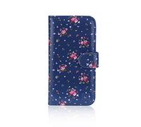 32nd Floral Series - Étui Portefeuille en Cuir PU Design Floral pour Apple iPhone X & iPhone XS, Housse Concevoir avec Fentes CB et Fermeture Magnétique - Rose Retro Indigo