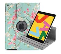 32nd Floral Series - Housse en Cuir PU 360 Folio avec Support pour Apple iPad 10.2" 7e Gen (2019), 8e Gen (2020) et 9e Gen (2021) et iPad Pro 2 10,5" (2017) - Printemps Bleu