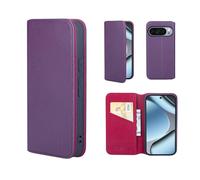 32nd Série Classique 2.0 - Étui Portefeuille en Cuir Véritable Coque pour Google Pixel 10a, Housse avec Blocage RFID Fente CB, Fermeture Magnétique et Fonction de Support - Aubergine