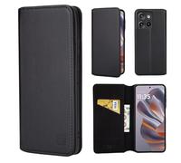 32nd Série Classique 2.0 - Étui Portefeuille en Cuir Véritable Coque pour Motorola Edge 50 Neo, Housse avec Blocage RFID Fente CB, Fermeture Magnétique et Fonction de Support - Noir