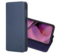 32nd Série Classique 2.0 - Étui Portefeuille en Cuir Véritable Coque pour Motorola Moto G55, Housse avec Blocage RFID Fente CB, Fermeture Magnétique et Fonction de Support - Bleu Marine