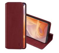 32nd Série Classique 2.0 - Étui Portefeuille en Cuir Véritable Coque pour Motorola Moto G85, Housse avec Blocage RFID Fente CB, Fermeture Magnétique et Fonction de Support - Bourgogne