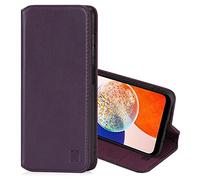 32nd Série Classique 2.0 - Étui Portefeuille en Cuir Véritable Coque pour Samsung Galaxy A14 (4G/5G) (2023), Housse avec Blocage RFID Fente CB, Fermeture Magnétique et Fonction de Support - Aubergine