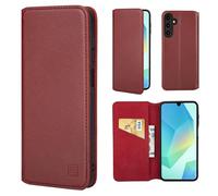 32nd Série Classique 2.0 - Étui Portefeuille en Cuir Véritable Coque pour Samsung Galaxy A16 5G, Housse avec Blocage RFID Fente CB, Fermeture Magnétique et Fonction de Support - Bourgogne