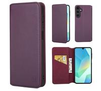 32nd Série Classique 2.0 - Étui Portefeuille en Cuir Véritable Coque pour Samsung Galaxy A17 4G / 5G, Housse avec Blocage RFID Fente CB, Fermeture Magnétique et Fonction de Support - Aubergine