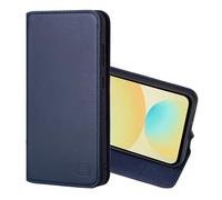 32nd Série Classique 2.0 - Étui Portefeuille en Cuir Véritable Coque pour Samsung Galaxy S24 FE, Housse avec Blocage RFID Fente CB, Fermeture Magnétique et Fonction de Support - Bleu Marine