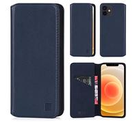 32nd Série Classique 2.0 - Étui Portefeuille en Cuir Véritable pour Apple iPhone 12 Mini (5.4"), Housse Concevoir avec Fentes CB et Fermeture Magnétique Coque - Bleu Marine