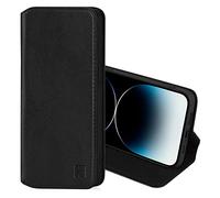 32nd Série Classique 2.0 - Étui Portefeuille en Cuir Véritable pour Apple iPhone 14 Pro (6.1"), Housse Concevoir avec Fentes CB et Fermeture Magnétique Coque - Noir