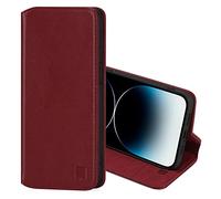 32nd Série Classique 2.0 - Étui Portefeuille en Cuir Véritable pour Apple iPhone 14 Pro (6.1"), Housse Concevoir avec Fentes CB et Fermeture Magnétique Coque - Bourgogne