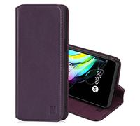 32nd Série Classique 2.0 - Étui Portefeuille en Cuir Véritable pour Motorola Moto Edge 20, Housse Concevoir avec Fentes CB et Fermeture Magnétique Coque - Aubergine