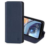 32nd Série Classique 2.0 - Étui Portefeuille en Cuir Véritable pour Motorola Moto G22, Housse Concevoir avec Fentes CB et Fermeture Magnétique Coque - Bleu Marine
