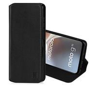 32nd Série Classique 2.0 - Étui Portefeuille en Cuir Véritable pour Motorola Moto G32, Housse Concevoir avec Fentes CB et Fermeture Magnétique Coque - Noir