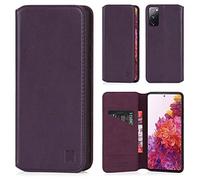 32nd Série Classique 2.0 - Étui Portefeuille en Cuir Véritable pour Samsung Galaxy S20 FE 5G (Fan Edition), Housse Concevoir avec Fentes CB et Fermeture Magnétique Coque - Aubergine