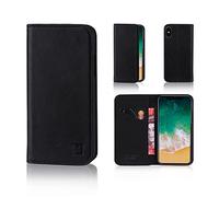 32nd Série Classique - Étui Portefeuille en Cuir Véritable pour Apple iPhone X & iPhone XS, Housse Concevoir avec Fentes CB et Fermeture Magnétique - Noir