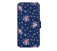 32nd Série Florale 3.0 - Étui Portefeuille en Cuir PU Design Coque pour Apple iPhone 15 (6.1"), Housse avec Blocage RFID Fentes CB, Fermeture Magnétique et Fonction de Support - Rose Retro Indigo