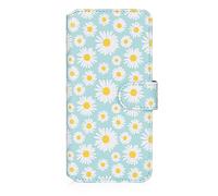 32nd Série Florale 3.0 - Étui Portefeuille en Cuir PU Design Coque pour Apple iPhone 15 (6.1"), Housse avec Blocage RFID Fentes CB, Fermeture Magnétique et Fonction de Support - Marguerite Bleue