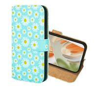 32nd Série Florale 3.0 - Étui Portefeuille en Cuir PU Design Coque pour Google Pixel 9 / Pixel 9 Pro, Housse avec Blocage RFID Fentes CB, Fermeture Magnétique et Fonction de Support - Marguerite Bleue