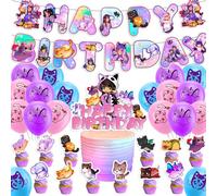 32PCS Aphmau Cat Ensemble D'Anniversaire De Ballon Aphmau Meemeows Decoration Gateau BannièRe D'Anniversaire Aphmau Cake Topper Anniversaire Fille GarçOn DéCoration De FêTe D'Anniversaire